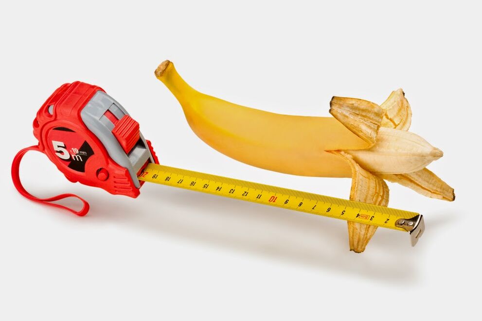 medir un pene antes de agrandalo usando o exemplo dun plátano